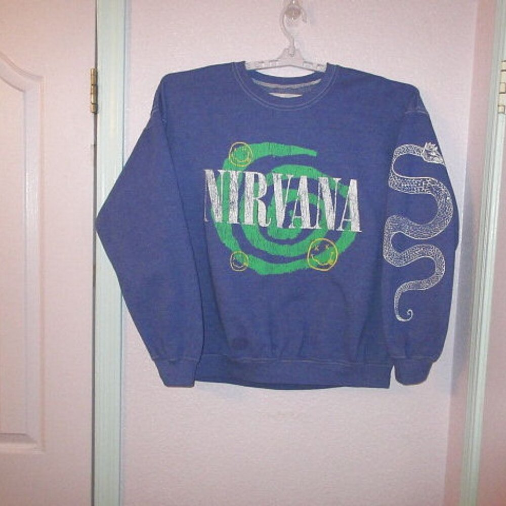 Nirvana Coiled Snake Swirl Pullover Sweatshirt Si… - image 2